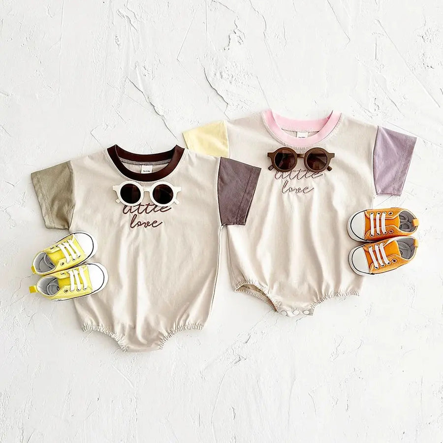 Casual Embroidered Button-Up Baby Romper