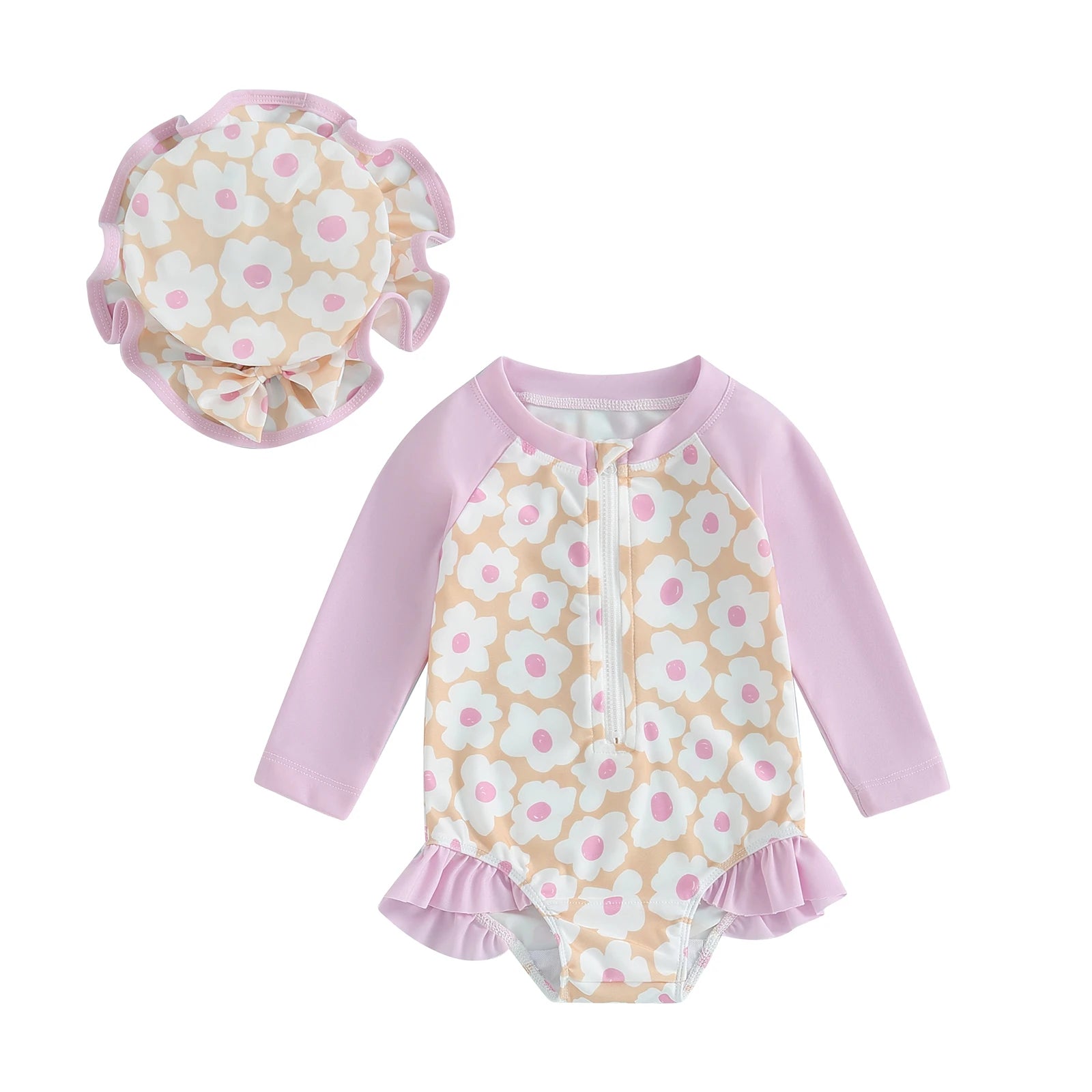Summer Floral Ruffle Romper for Toddler Girls Swimwear