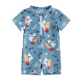 Baby Boys Summer Swimwear Beach Swimming Suit Cute Sea Element Prints Zipper Short Sleeve Monokini Swimsuit