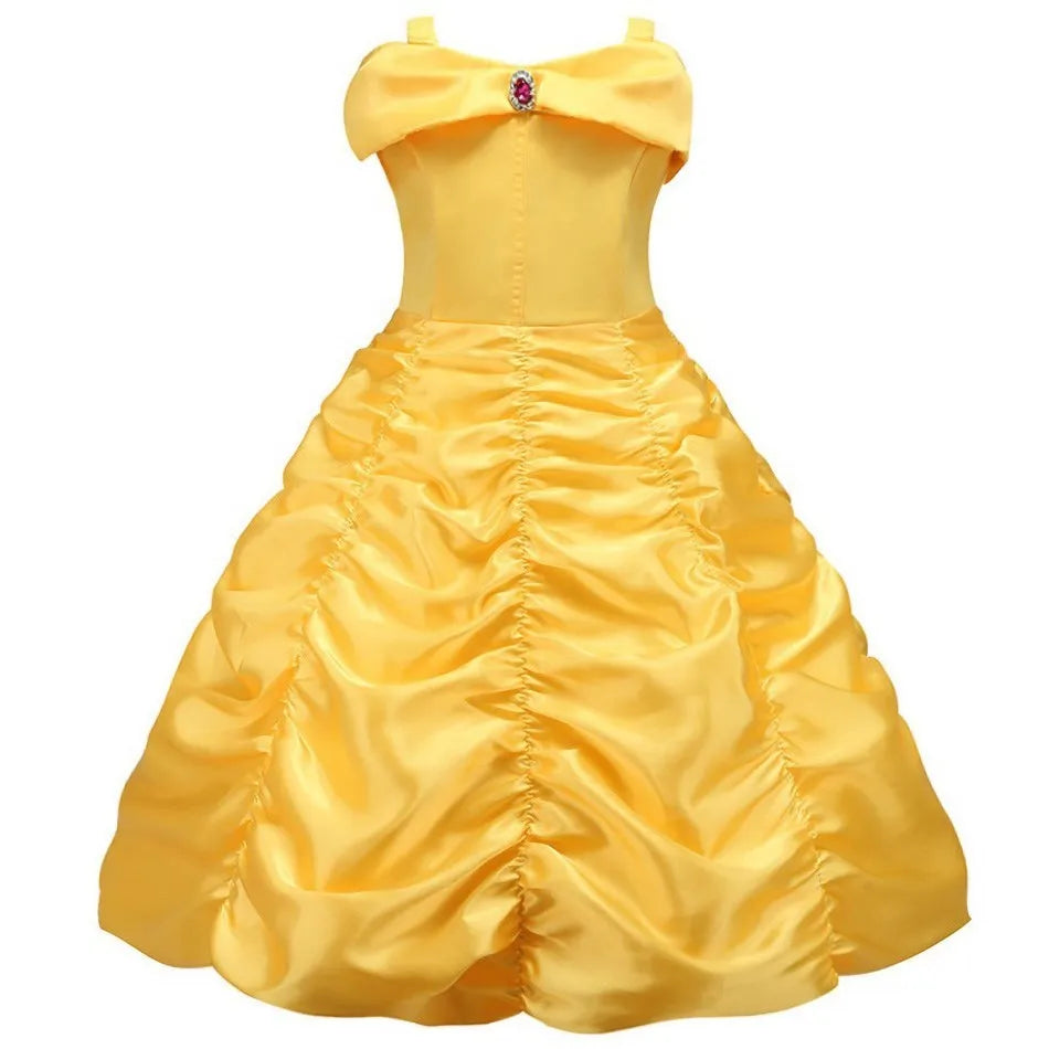 Yellow ruched princess dress costume with jewel detail