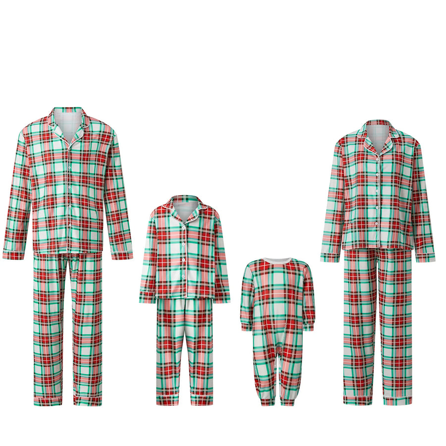 Mint & Cranberry Plaid Family Christmas Pajamas