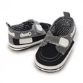 Black hook-and-loop canvas baby first walkers