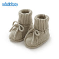 Olive Cord-Lace knitted baby booties