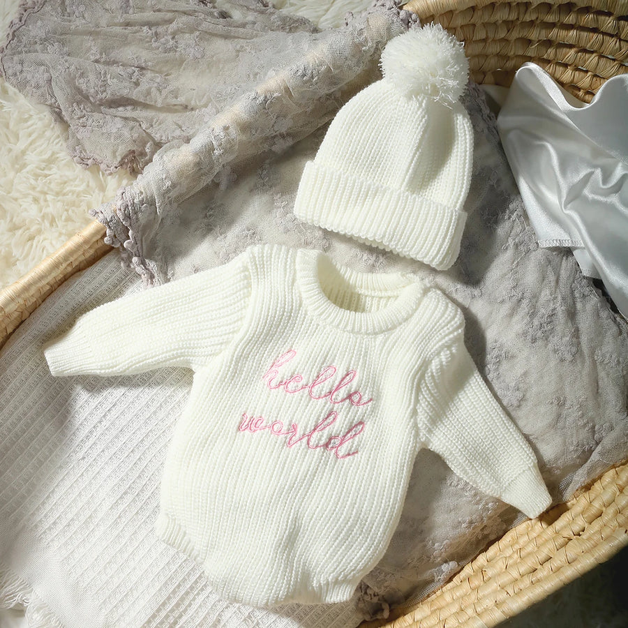 Hello World Knitted Romper Set, product view 9