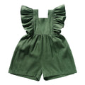 Baby Girls Sleeveless Linen Romper with Ruffles – Summer Jumpsuit