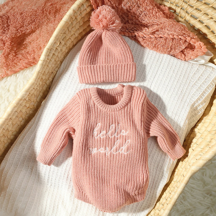 Hello World Knitted Romper Set, product view 8