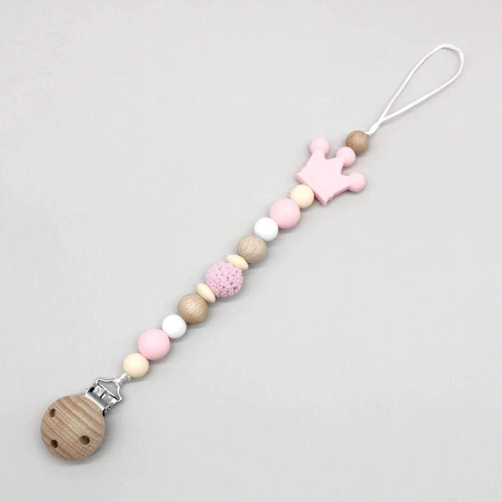 Wooden Bead Pacifier Clip