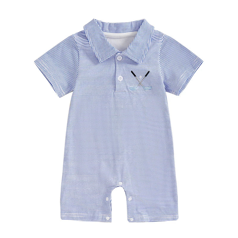 Fairway Stripe Polo Romper, product view 9