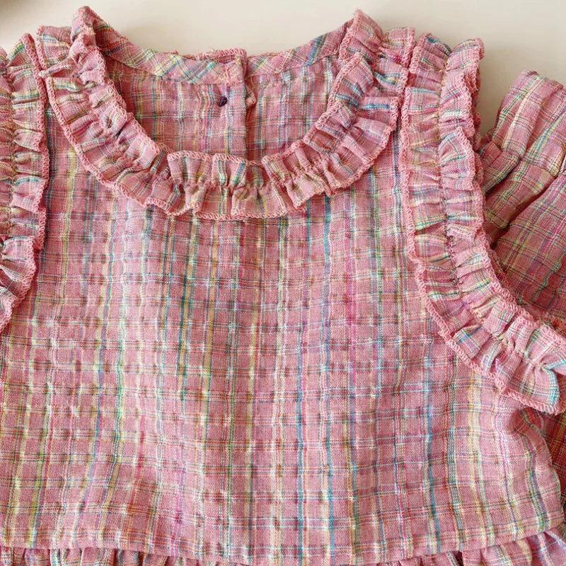 Blush Gingham Baby Set - Shorts, product view 2