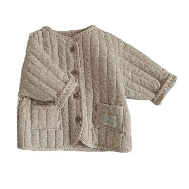 Winter Long Sleeve Cotton Padded Cardigan Coat for Infant Girls and Toddler Boys
