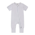 Bamboo Short Sleeve Zip Romper - Dusty Blue