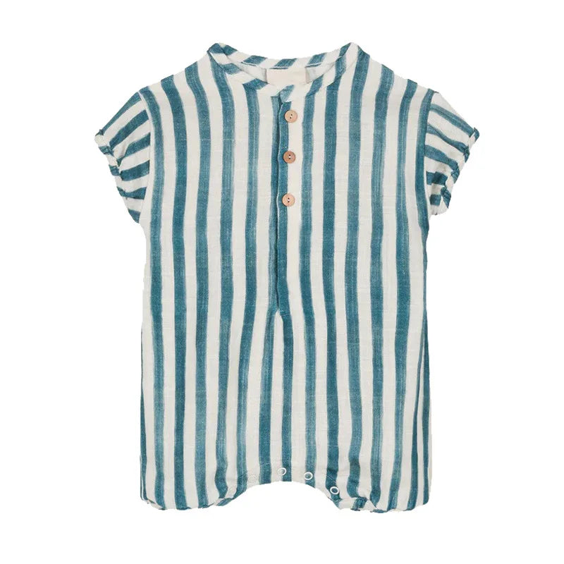Back view of Triangle Neck Cotton Romper for babies