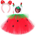 Strawberry tutu dress with strawberry ear headband accessory