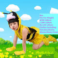 Child wearing yellow bee animal costume set with hat, vest, shorts, gloves, and shoe covers