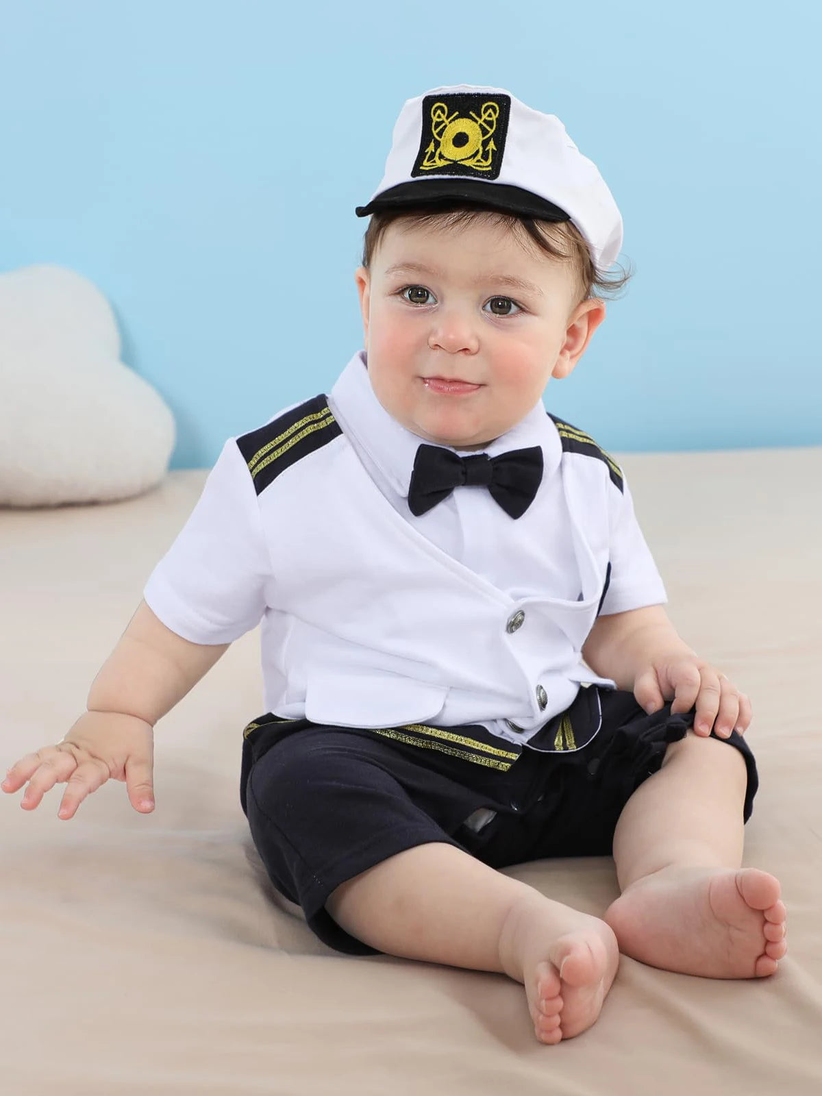 Back view of nautical baby romper