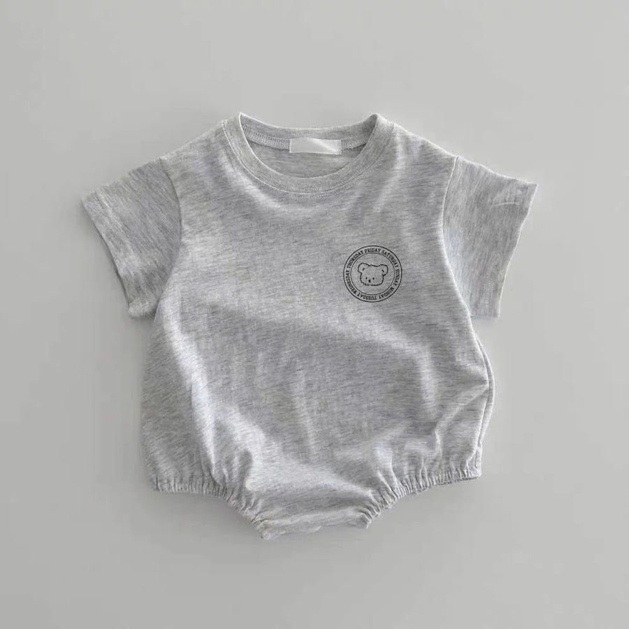 Cartoon Bear Short Sleeve Baby Bodysuit folded