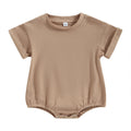 Short Sleeve Solid Color Infant Bodysuit Jumpsuit