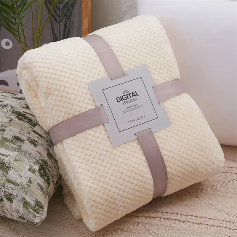 Purple soft fleece baby blanket with plush texture