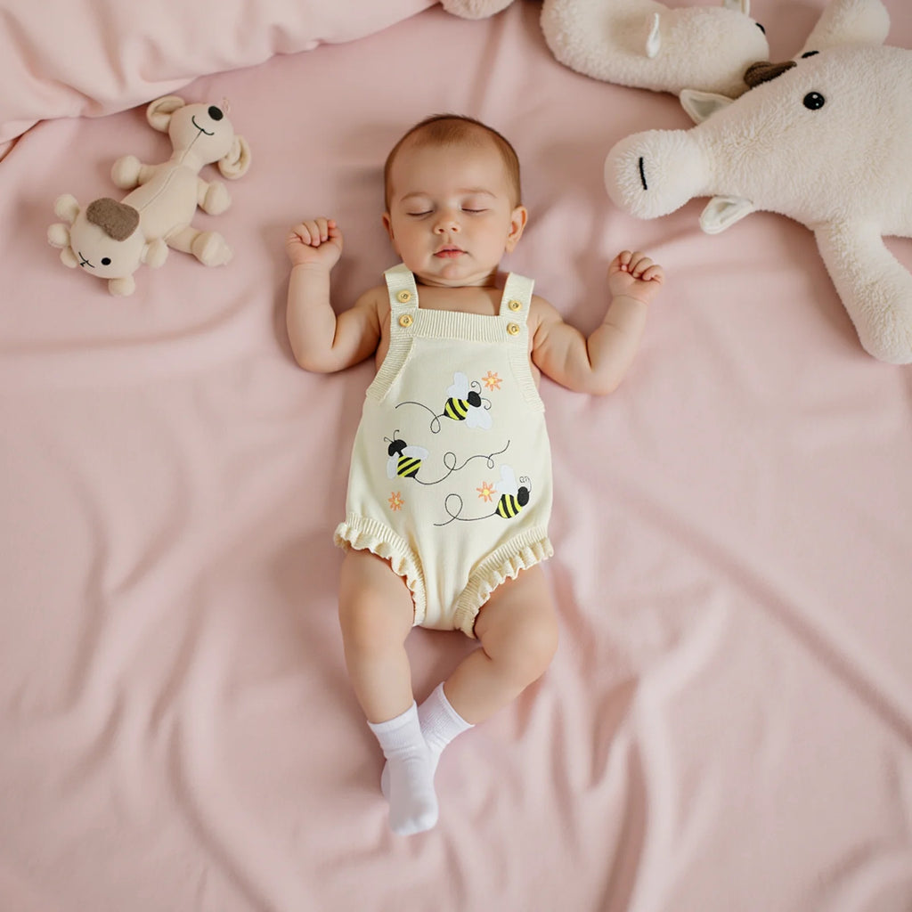 Floral Bee Knit Sweater Romper side view