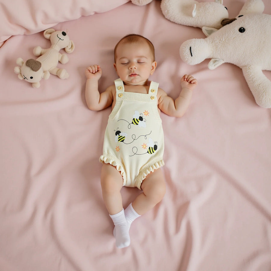 Floral Bee Knit Sweater Romper side view
