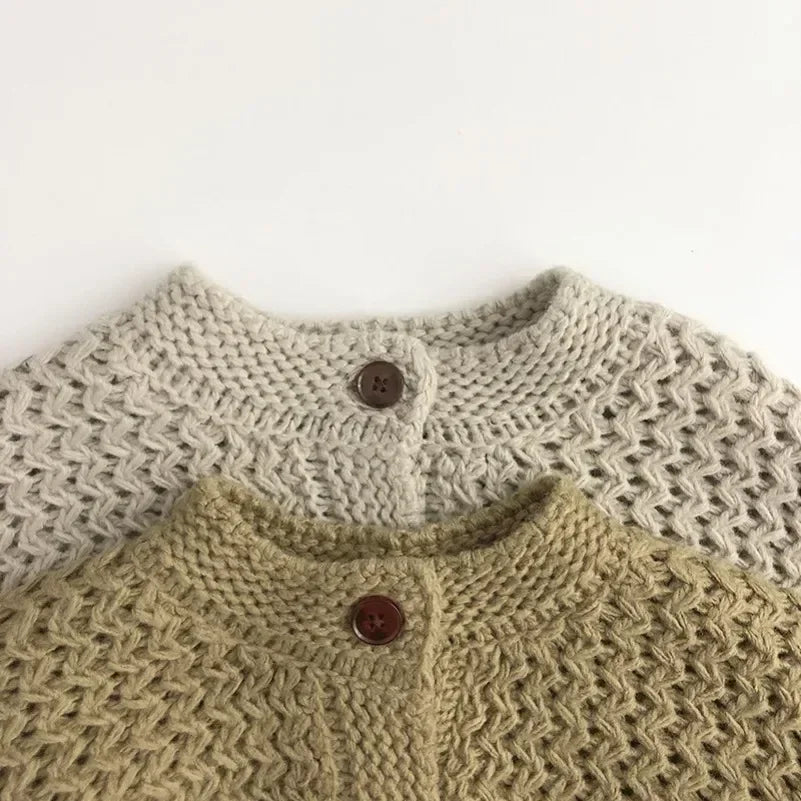 Children's Pineapple Striped Knit Cardigan Sweater side view