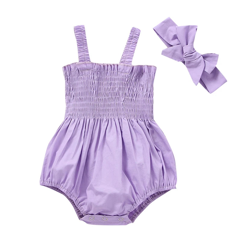 Baby girl romper outfit styled for summer