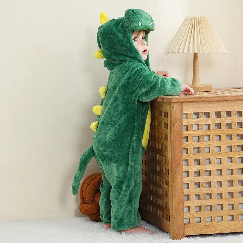 Green Dinosaur Infant Hooded Romper Costume