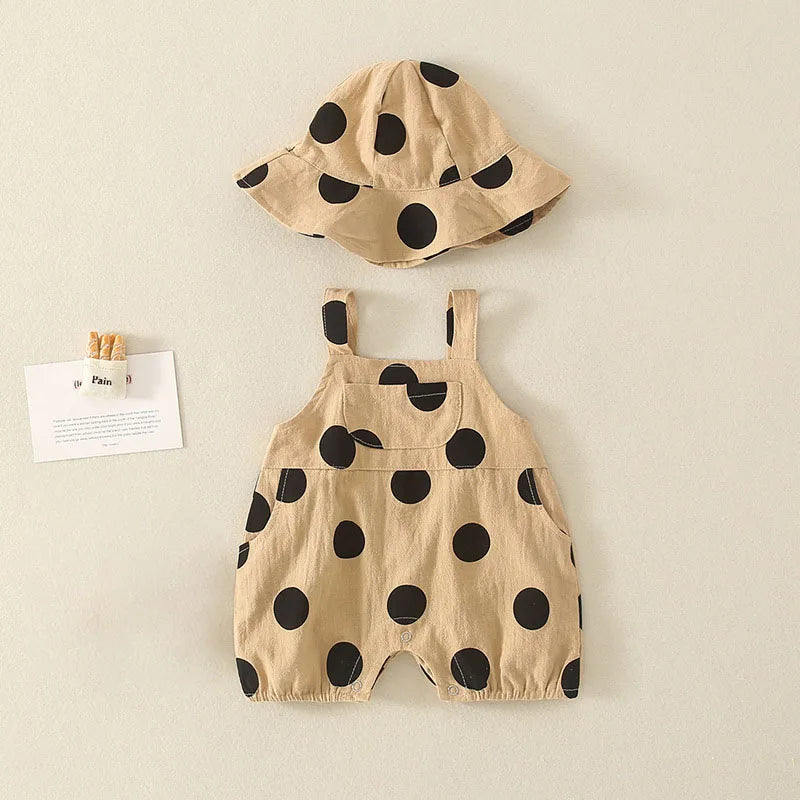 Polka Dot Baby Overall and Hat