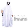 White ghost cape costume with hood and black ghost face design
