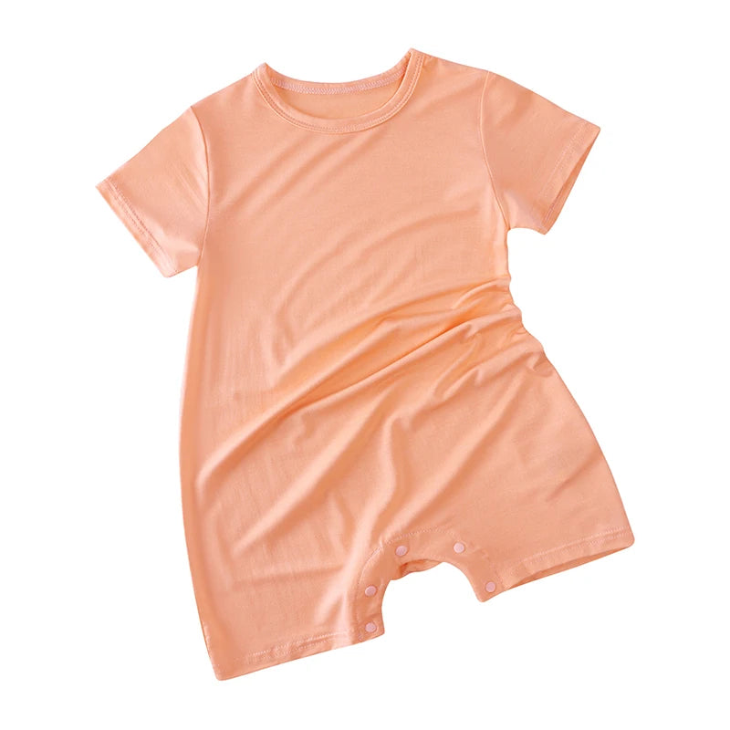 Short Sleeve Shortie Romper - Peach front product view