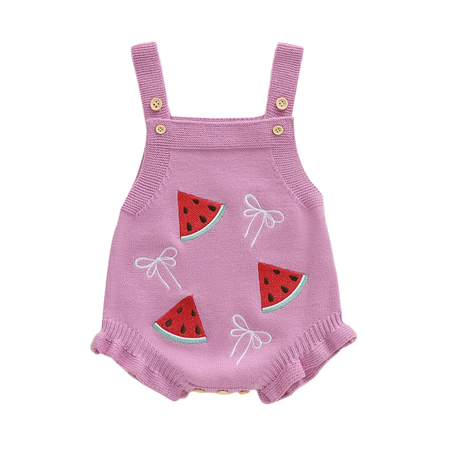 Floral Bee Knit Sweater Romper detail on fabric texture