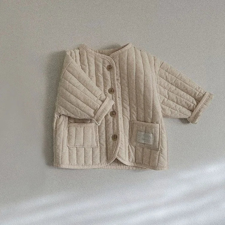 Winter Long Sleeve Cotton Padded Cardigan Coat for Infant Girls and Toddler Boys