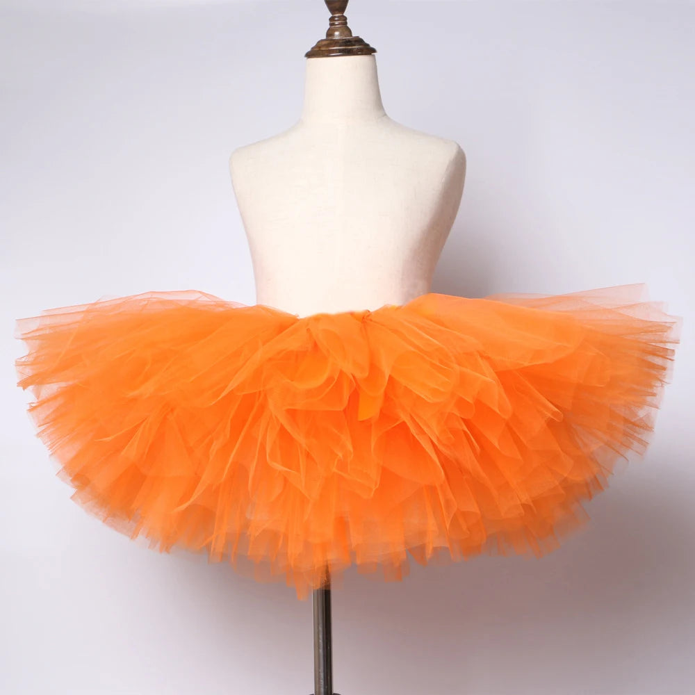 Close-up of orange tutu skirt fabric