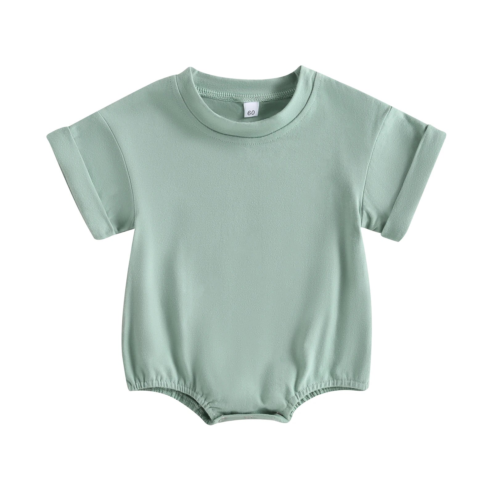 Short Sleeve Solid Color Infant Bodysuit Jumpsuit