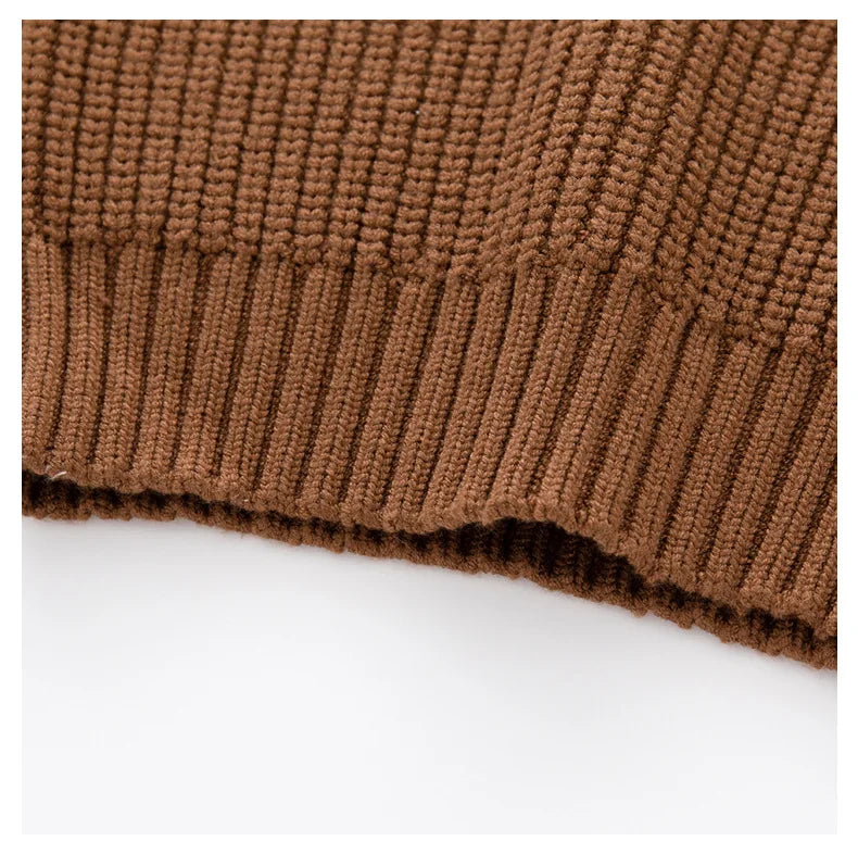 Soft Knit Cotton Sweater - Brown, product view 3