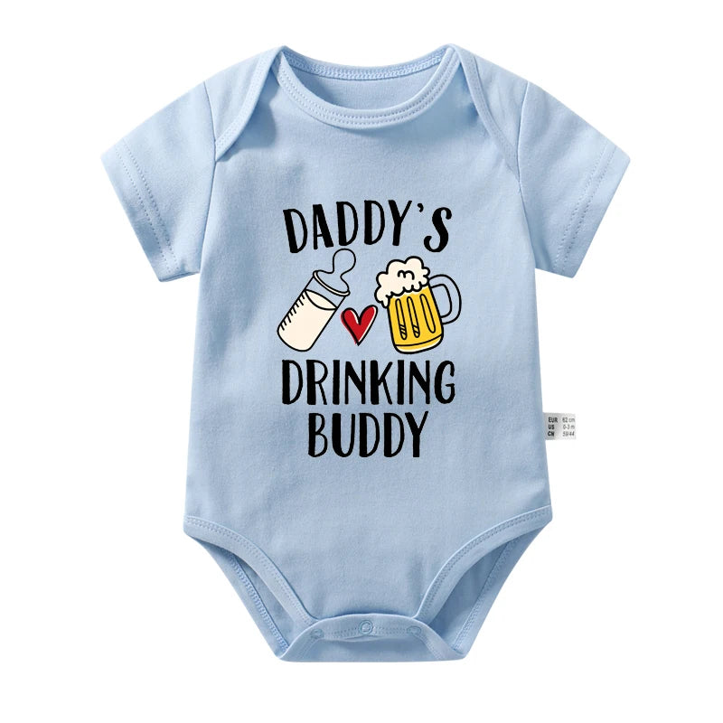 Baby Romper with Daddy's Buddy Print in Multiple Colors