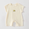 Breathable cotton summer romper for babies with short sleeves and single-breasted closure