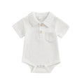 Waffle Knit Polo Bodysuit in khaki color