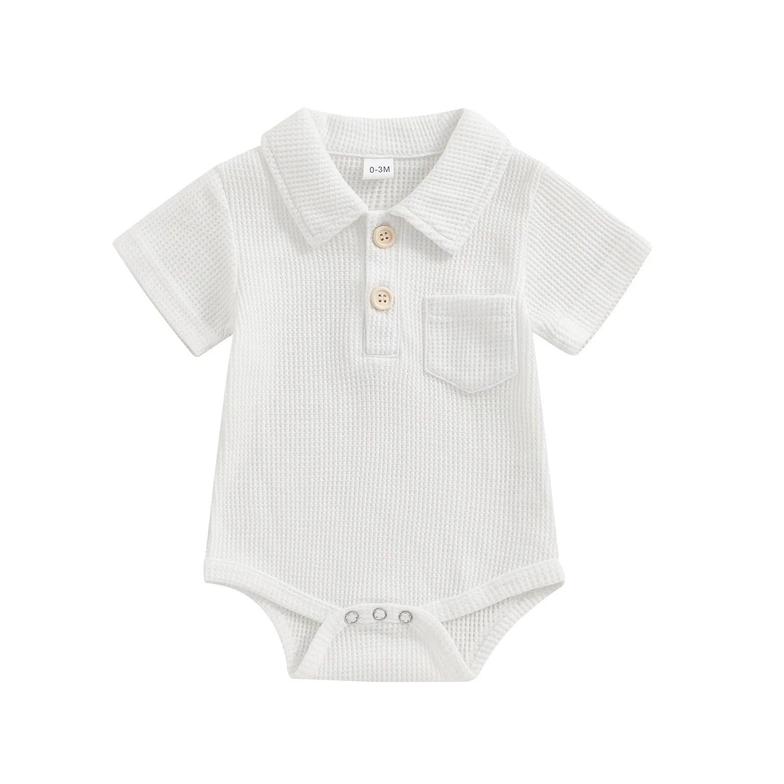 Waffle Knit Polo Bodysuit in khaki color