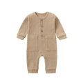 Waffle Knit Pocket Romper - Khaki