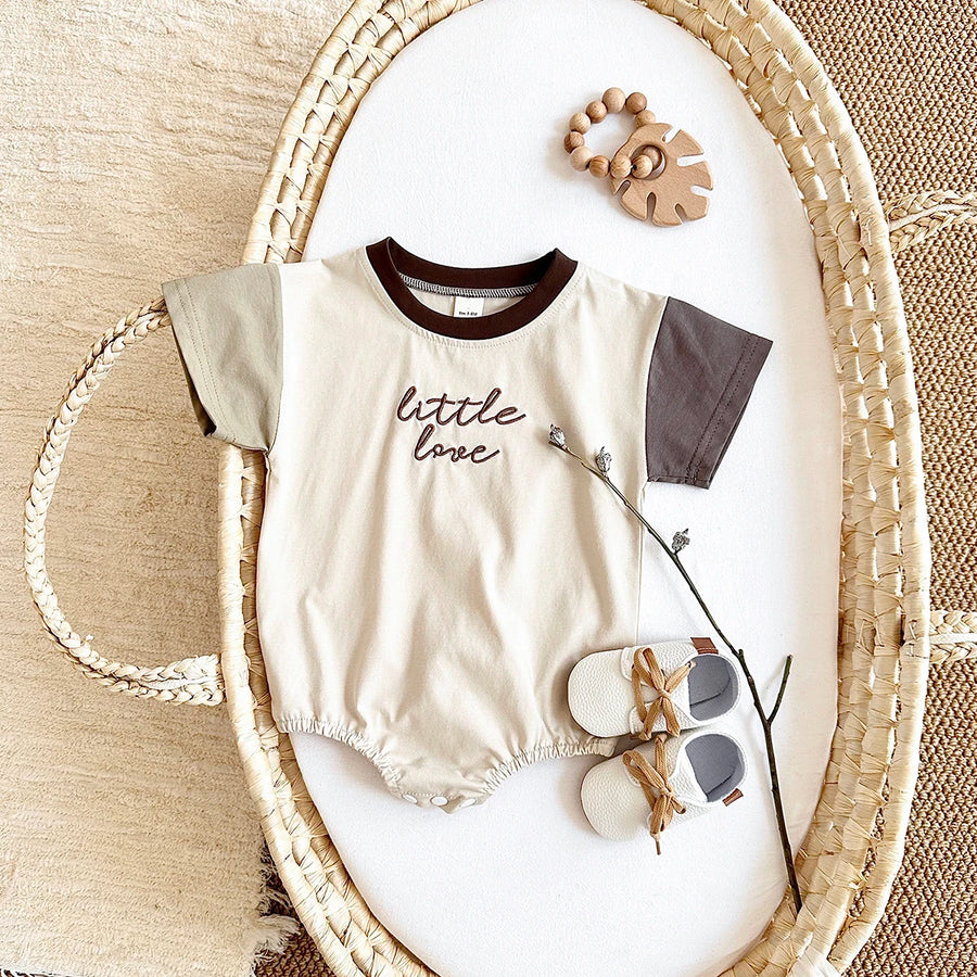 Casual Embroidered Button-Up Baby Romper