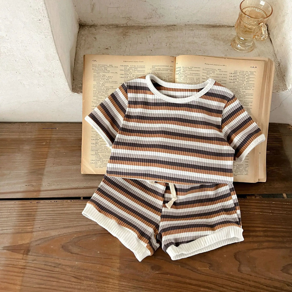 Striped Cotton Baby Pants Set