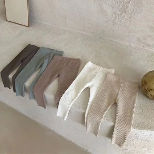 Cotton Ribbed Baby Pants in multiple colors