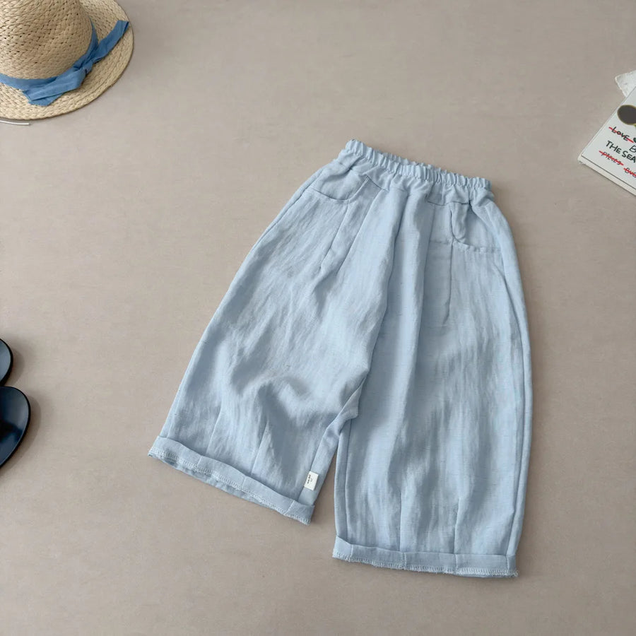 Solid Color Linen Children's Pants Kids Loose Thin Trousers Summer Flax Harem Pants