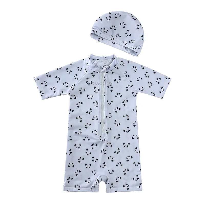 Unicorn Print Swim Bodysuit Set for Baby Girls