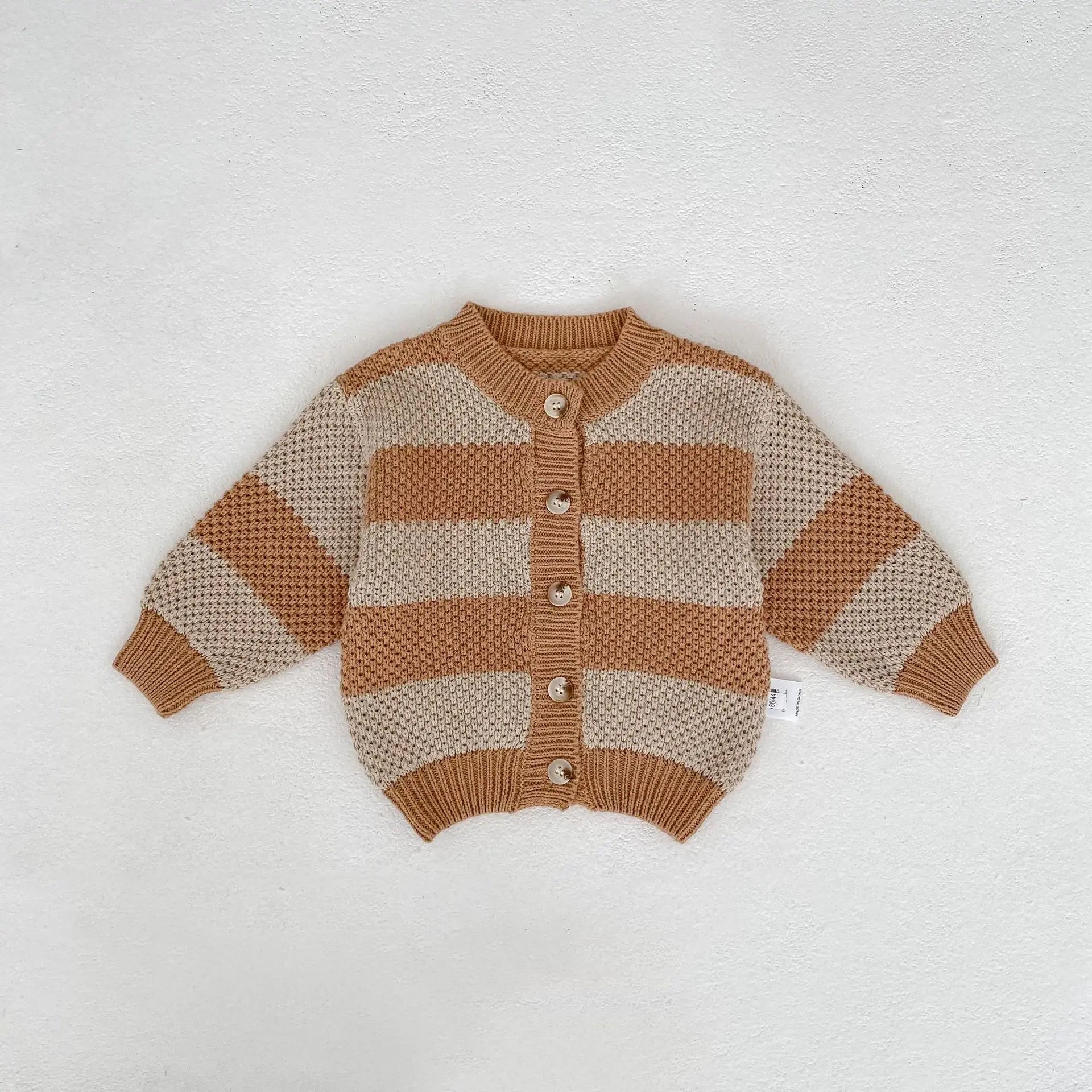 Versatile striped knitted cardigan sweater jacket for baby boys and girls