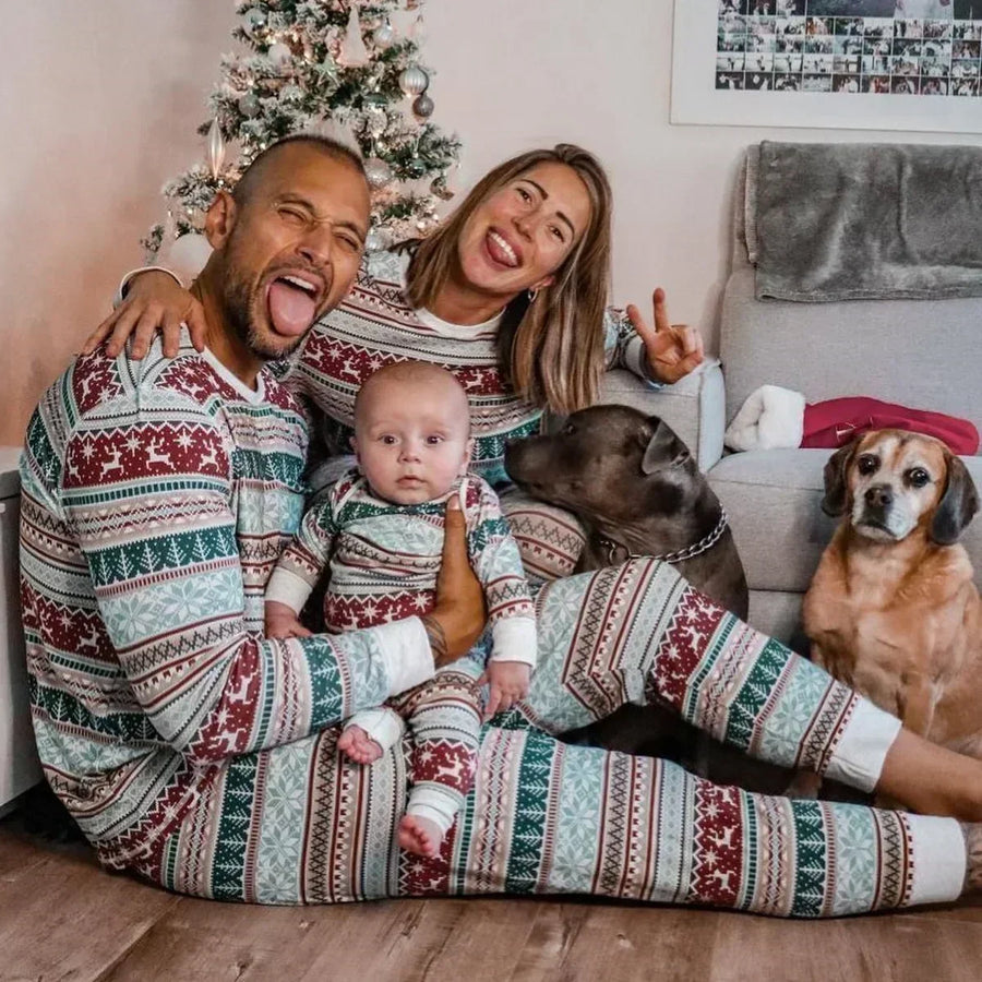 Classic Fair Isle Stripe Family Christmas Pajamas