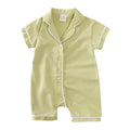 Solid Button Pajama Romper