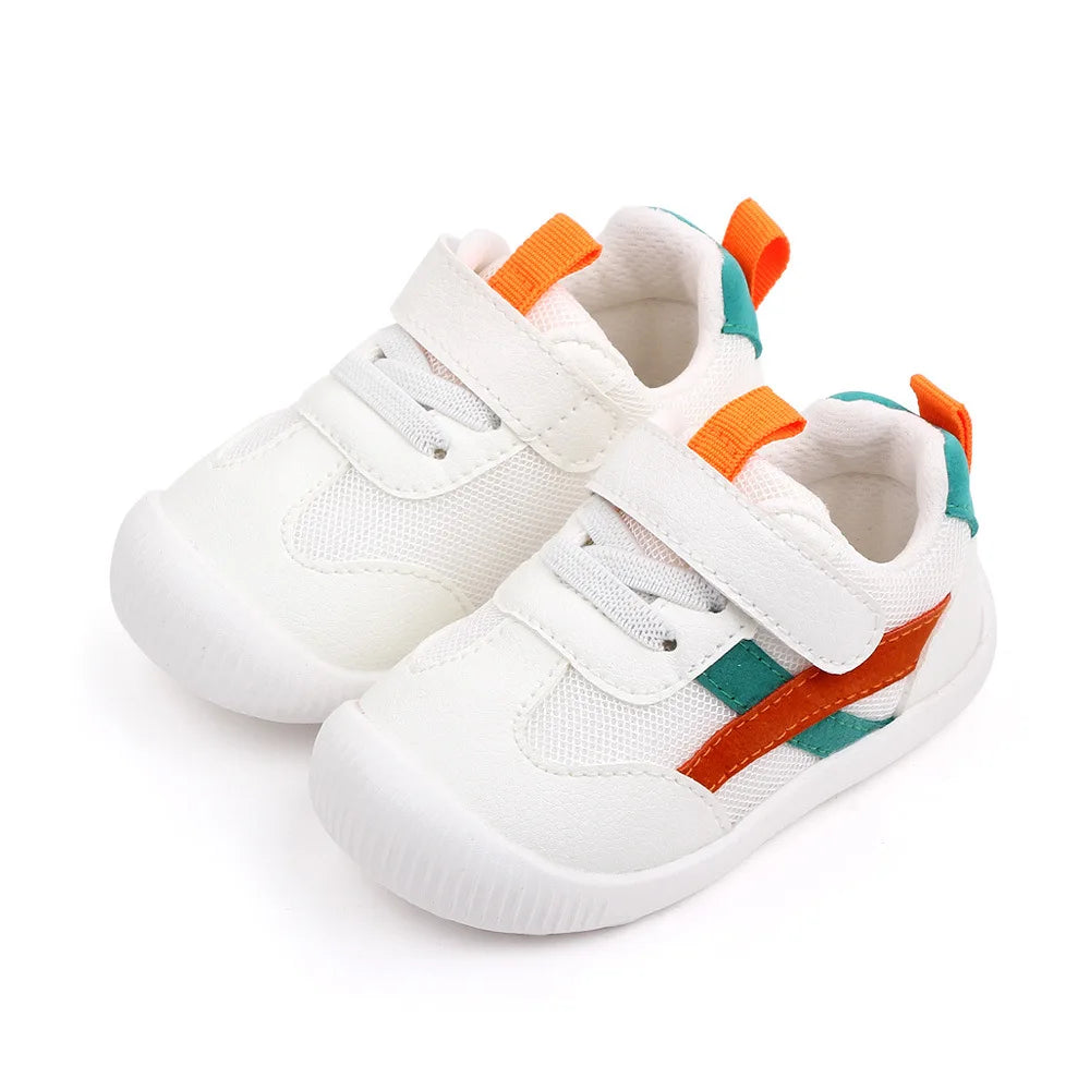 Orange Airy Step baby shoes with hook-and-loop straps