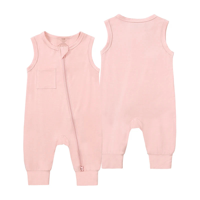 Essentials Summer Baby Romper Clothes Bamboo Fiber Jumpsuit Sleeveless Onesies Pajamas Solid Bodysuit For